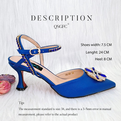 QSGFC High Quality Women's Pumps And Bag Silver Color Full Of Rhinestones High-Grade Materials For Nigerian Wedding Party