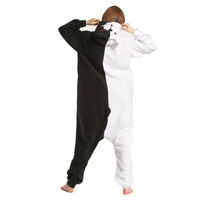 Monokuma Unicorn Kigurumi Pajama Adult Onesie Anime Bear Jumpsuit Black White Animal Pajamas Women Halloween Party Suit Overall