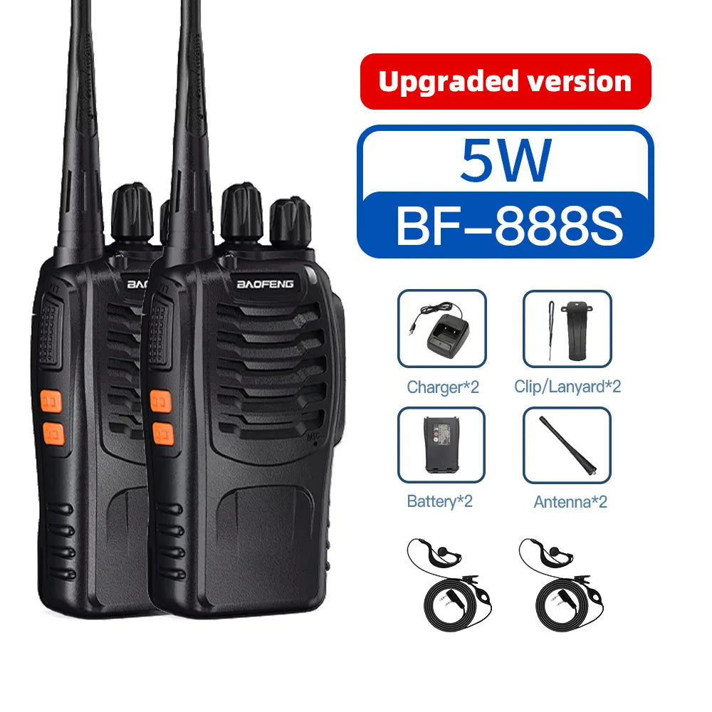 2/4/6PCS Baofeng BF-888S UHF Two-Way Radio 400-470MHz 16CH With Headset 5km Long Range Walkie Talkie Self-Driving Travelling
