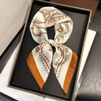 2025 New Paisley Print Silk Scarf for Women Square Hijab Soft Neck Tie Female Fashion Decoration Silk Headscarf 70*70cm Kerchief