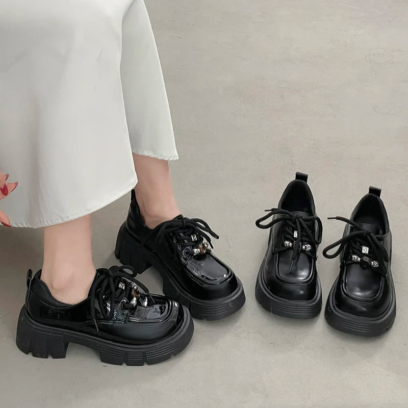 2026 Loafers Women Shoes New in Fashion Luxury Designer Thick-soled Relaxation Women Shoes Black Big Size Shoes 7657