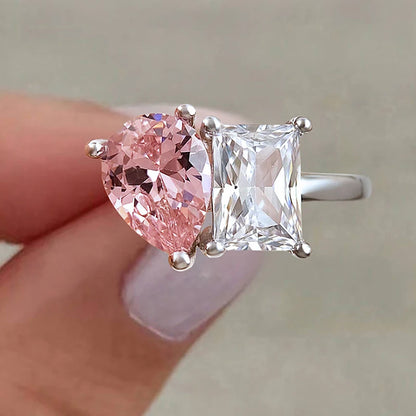 925 Sterling Silver Simplicity Classic Zircon Water Drop Ring For Women Engagement Wedding Luxury High Quality Fine Jewelry