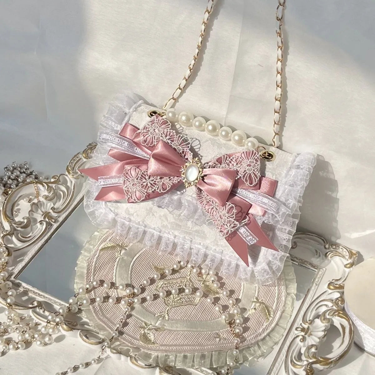 Pink Heeled Sandals Lolita Heels Shoe and Bag Set Luxury Woman High Heels Party Shoes Woman Bow Weddings Bridal Shoes Y2K Heels