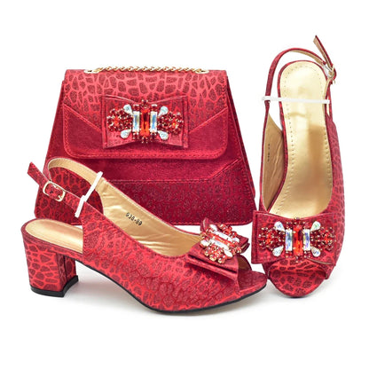 Nigerian Shoes and Bags To Match Shoe and Bag Set for Party in Women Italian Wedding Rhinestones Elegant Peep Toe Sandals