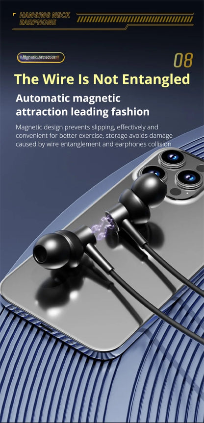 EARDECO Dual Screen Neckband Earphones Bass 5.4 Bluetooth Headphone Sport Wireless Headphones Outdoor Waterproof Dustproof