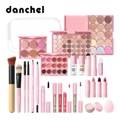 All-In-One Complete Makeup Kit Full Cosmetic Set for Women Includes Eyebrow Eyeliner Eyeshadow Blendable Portable Travel Daily Party Makeup for Beginners Ladies