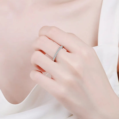 Moissanite Ring 100% Pass Diamond Tester Pen Matching Wedding Diamond Band for Women 925 Sterling Silver Female Single Tail Ring