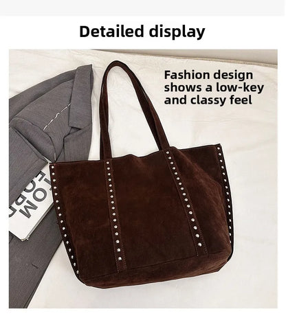Fashion Microfiber Solid Sewing Shoulder Bags 2025 High Quality Retro Sweet Handbags Brand Sequined Large Capacity Bag for Women