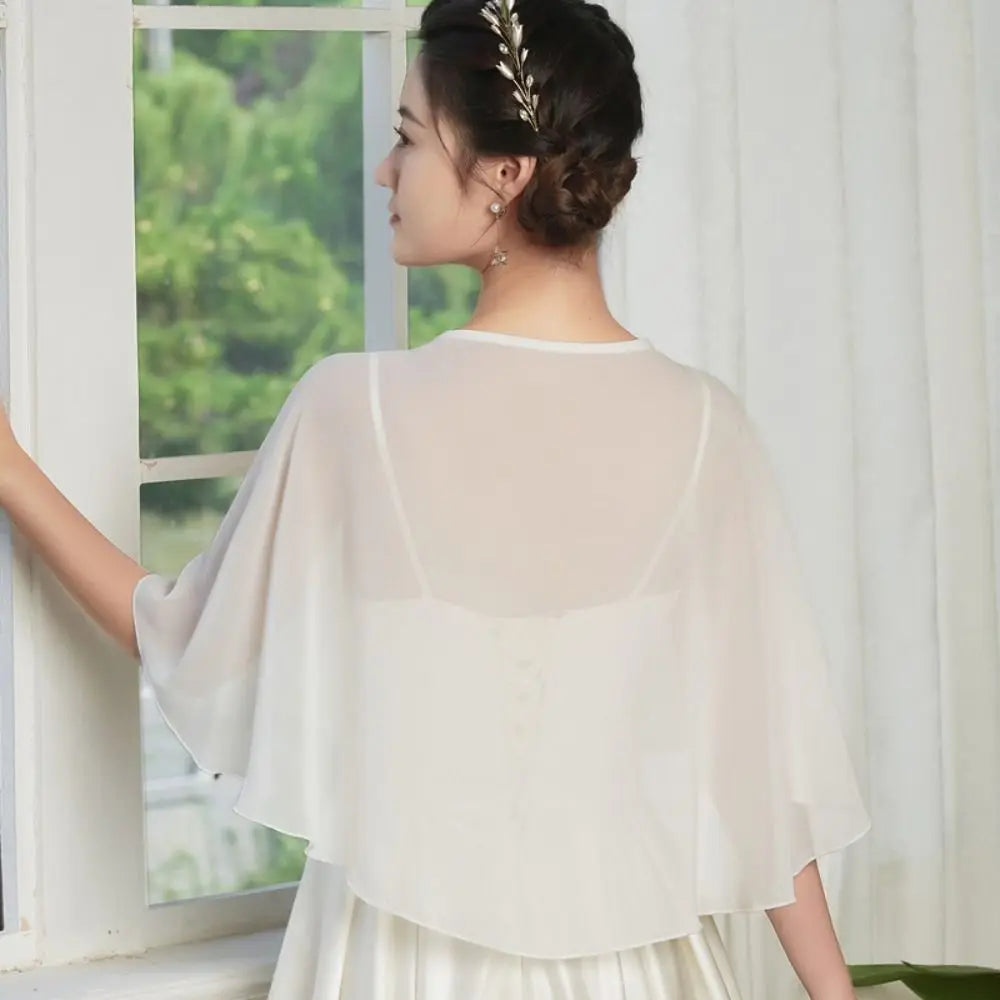 Fashion Sheer Chiffon Capelet Lightweight Design Elegant Style Soft Shawls Wedding Cape Bridesmaid Accessories