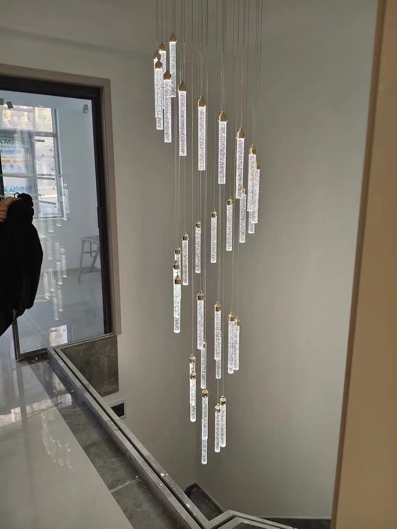 Modern Ceiling Chandelier Luxury Staircase Crystal Chandeliers Duplex Attic Villa Living Room Pendant Lights Home Decor Lighting