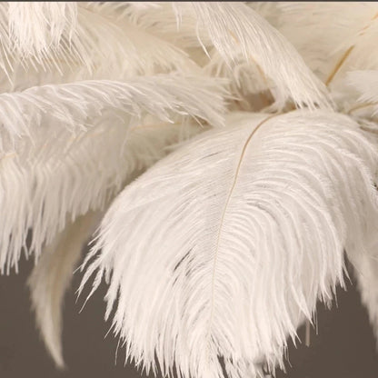 Nordic White Ostrich Feather Pendant Light Modern Led Chandelier Lights for Living Dining Room Children's Decor Hanghing Lamp