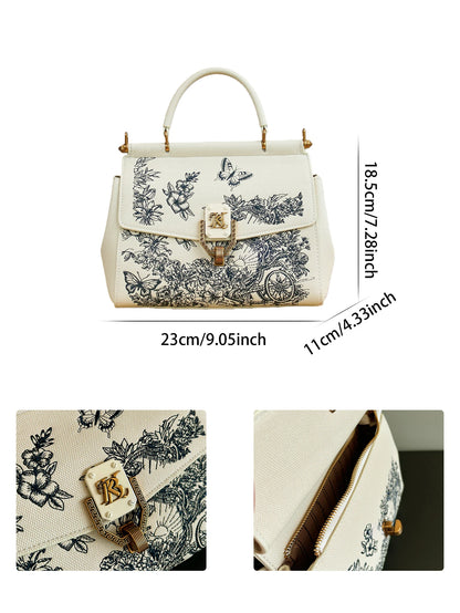 New fashion 2026 luxury handbag high quality niche design high sense embroidery western style small square bag with double-sided