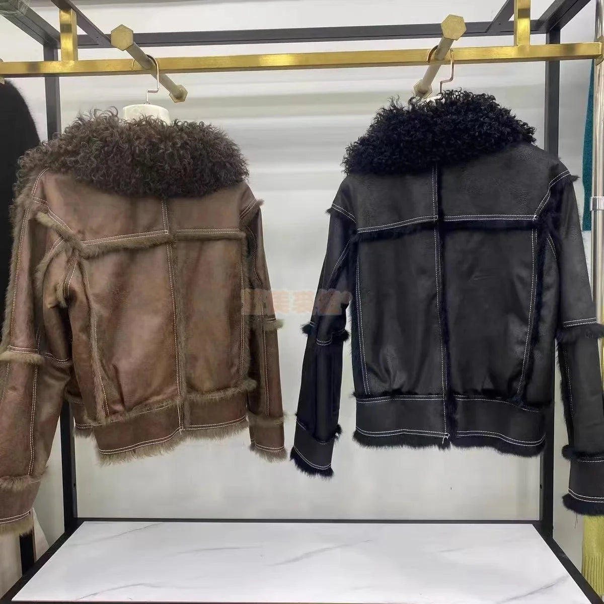 Real Rex rabbit fur Coats With Genuine Sheepskin Leather Wholeskin Natural rabbit fur Jacket Outwear Luxury Women  Winter New
