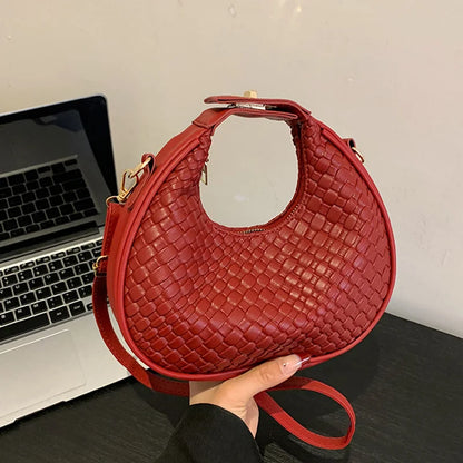 Fashion Black Half Moon Bag Luxury Pu Leather Ladies Purses and Handbags Crossbody Women Shoulder Bags