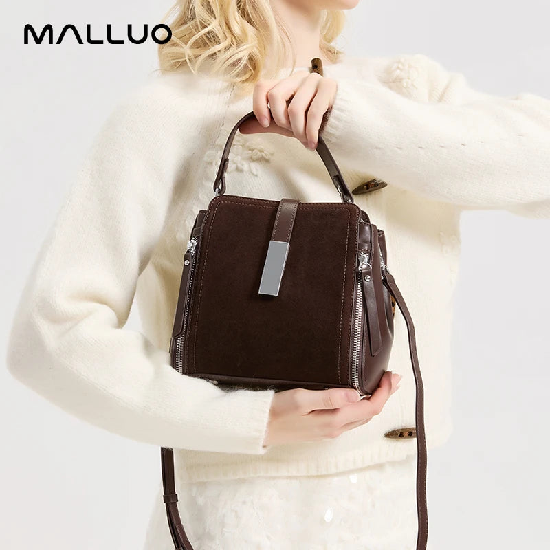NEW Winter Women's Vintage Natural suede Leather Shoulder Bags Ladies Luxury Designer Cowhide Handbags Female Crossbody Bag