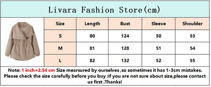 Women Casual Plaid Short Trench Coat Lapel Double Breasted Belted Waist Loose Long Sleeve Checkered Jacket Autumn Windbreaker