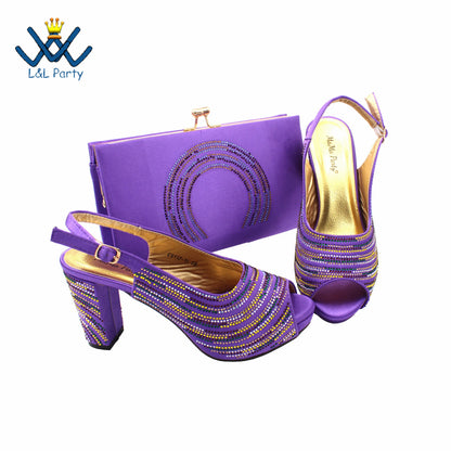 2023 Classics Peep Toe Lemon Green Color Hot Sale Sandals High Quality Women Shoes and Bag Set with Platform for Brithday Party