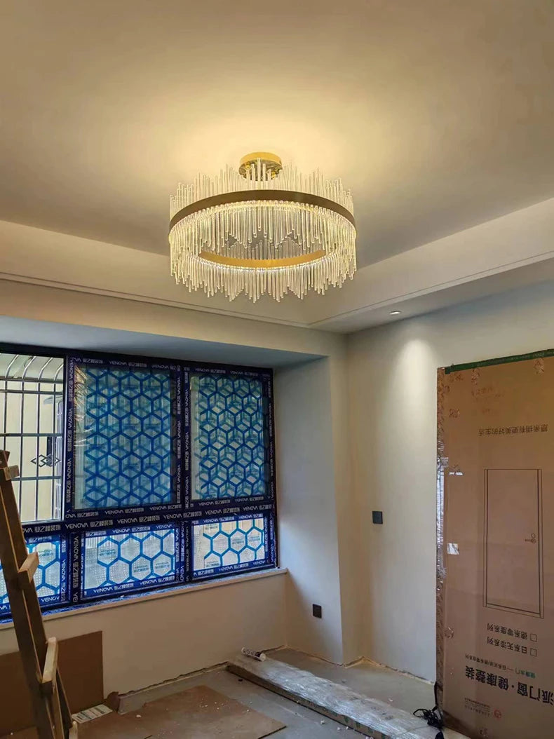 Modern Luxury Crystal Ceiling Chandelier Stainless Steel Living Room Lights Home Decor Dining Room Pendant Lamp Interior Bedroom