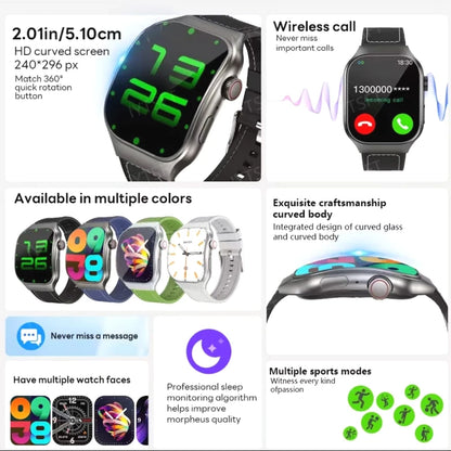 New Curved Screen Women's Smart Watch 2.01'' AMOLED HD Touch Screen Bluetooth 5.3 Voice Call Men's Fitness Smart Watch