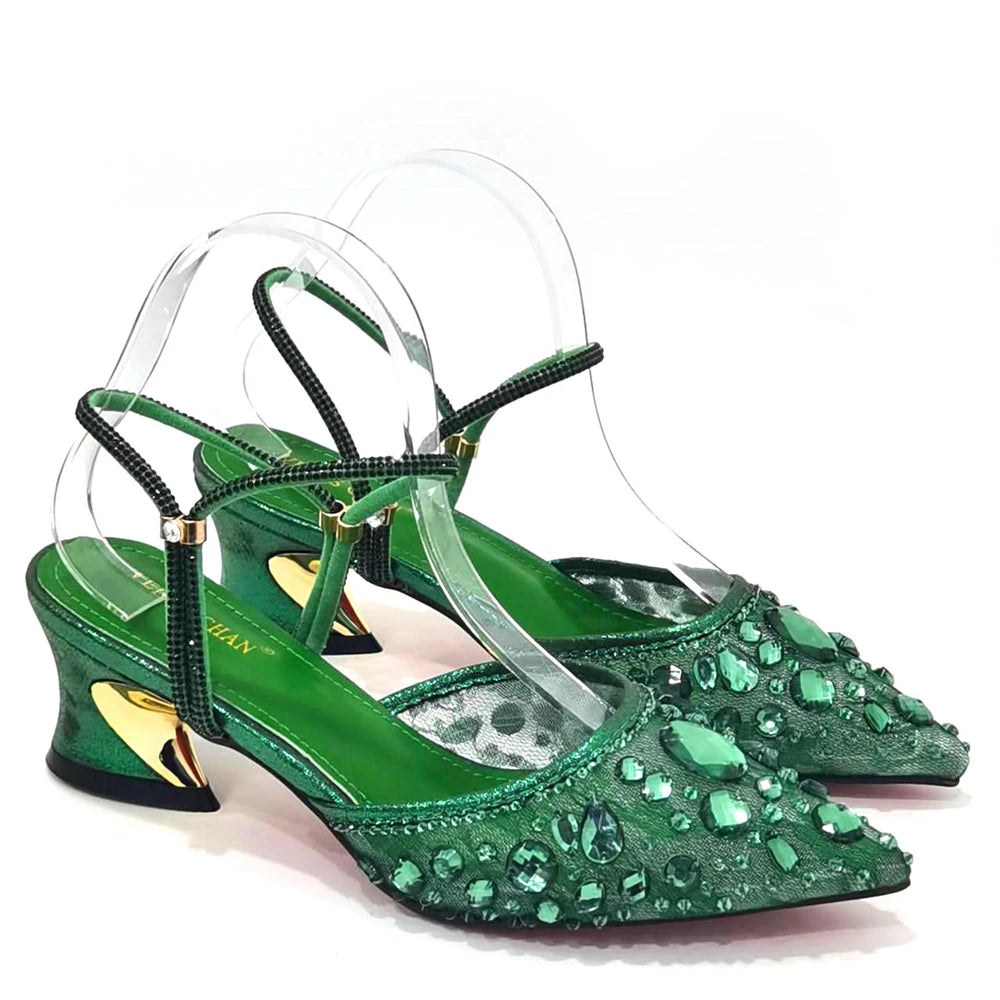 2023 New Italian Design Noble Dual-Purpose Three-Dimensional Bag And Ladies Heel Shoes Shiny Material For Nigeria Wedding Party