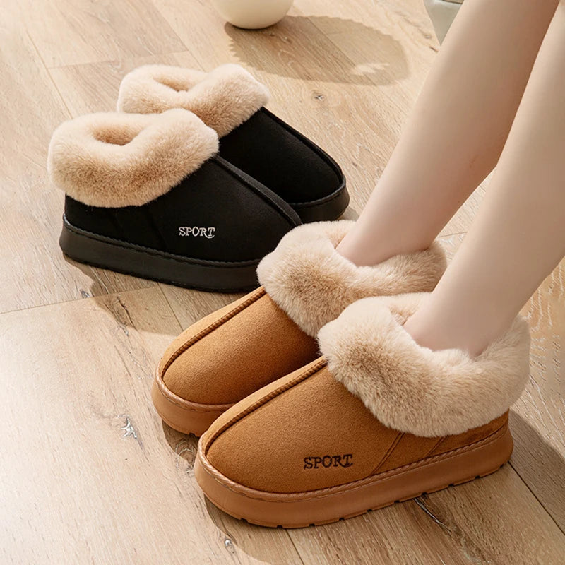 Fluffy Ankle Boots Female Winter Luxury Designer Woman Shoes Elegant Plush Women's Slippers Home Fuzzy Fur Slides Snow Booties