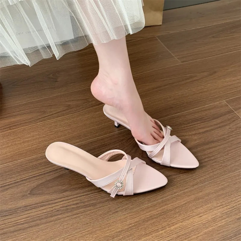 Sexy High Heels Slippers Pointed Toe Heels Shoes for Woman Sandals Luxury Dress Slides Elegant Pumps Party Mujer Flip Flops