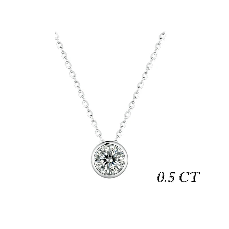 BAMOER 1CT Bezel Moissanite Pendant Necklace D color VVS1 Lab Diamond for Women 925 Sterling Silver Wedding Minimalist Jewelry