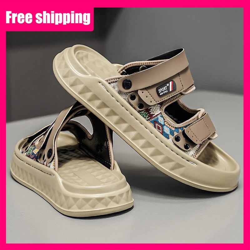Men Sandals Summer Classic Open Toed Breathable Odor Proof Soft Thick Soled Non Slip Light Water Hiking Beach Slippers for Men