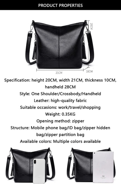 Vintage Women Genuine Leather Handbags Designer Bucket Ladies Shoulder Bags Fashion Luxury Brand Female Messenger Bag Briefcase