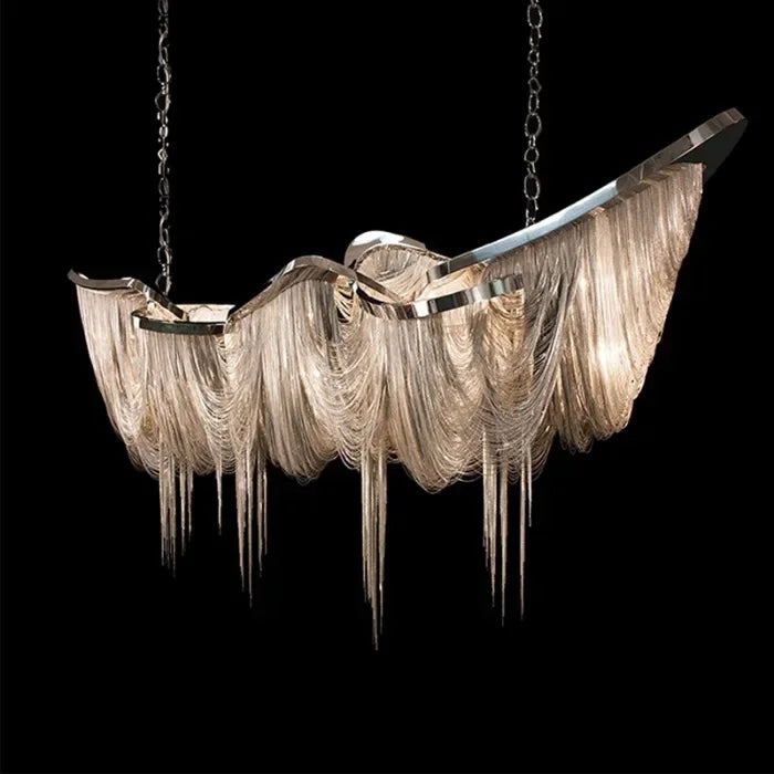 Italian Luxury Gold Tassel Chandeliers Designer Lighting Living Dining Room Decor Aluminum LED Pendant Lamp Villa Hanging Lights