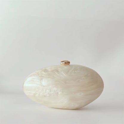Oval Marble Beige Shell Acrylic Luxury Elegant Lady Evening Bag Cute Handbag Wedding Lady Girl Female Mini Purse
