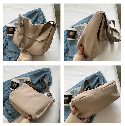 Solid Color Women Crossbody Bag Simple Ladies Shoulder Bag Waterproof Nylon Women'S Handbags Fashion Messenger Bag Women сумка