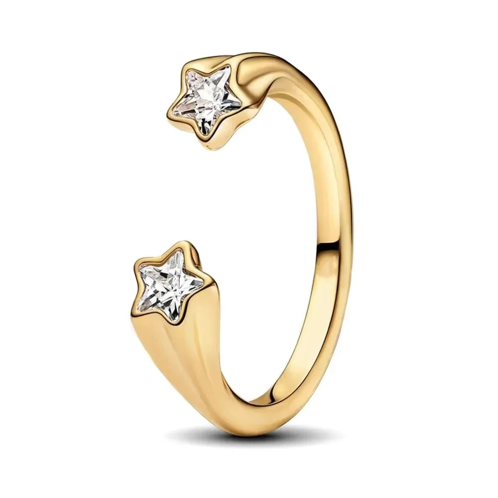 Luxury Original 925 Sterling Silver Heart-shaped Bow Flower Ring fit Women's High-end Jewelry Parties Valentine's Day Gifts