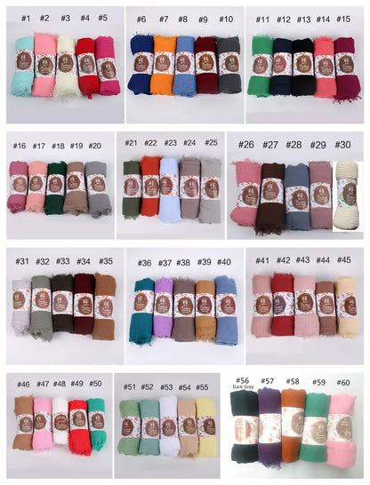 12pcs/lot Plain Wrinkle Wrap Cotton Viscose Long Shawl Scarf Women Crinkle Hijab Shawl Muslim Head Hijab scarf wholesale