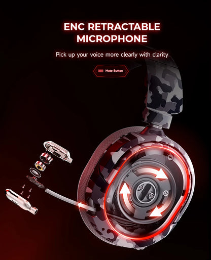 Picun G2 Wireless Gaming Headset Bluetooth 2.4G Headphones 7.1 Surround 5ms Low Latency ENC Mic for PC PS4 PS5 Phone Switch