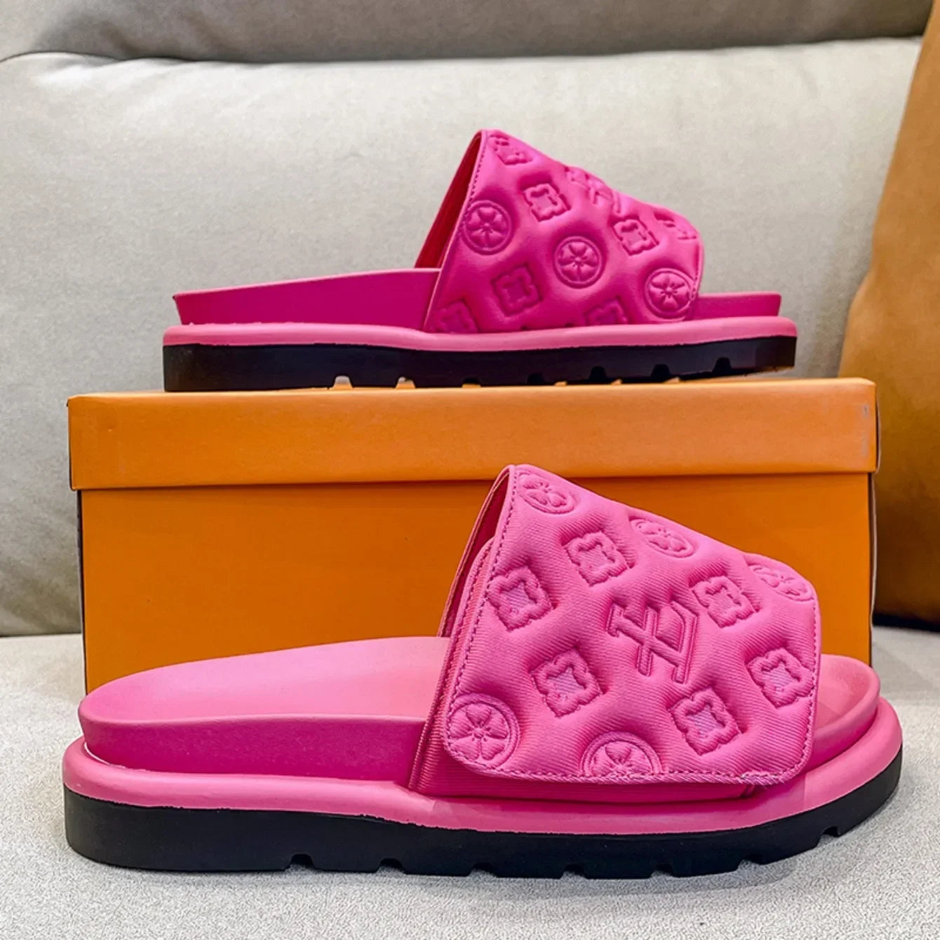 Magic Tape Flat Slippers Women Summer Luxury Shoes woman Brand Platform Sandals Ladies Height Increase Flats Slides Slippers