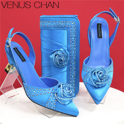 Doershow Beautiful High Quality African Style Ladies Shoes And Bags Set Latest Silver Italian Shoes And Bag Set For Party