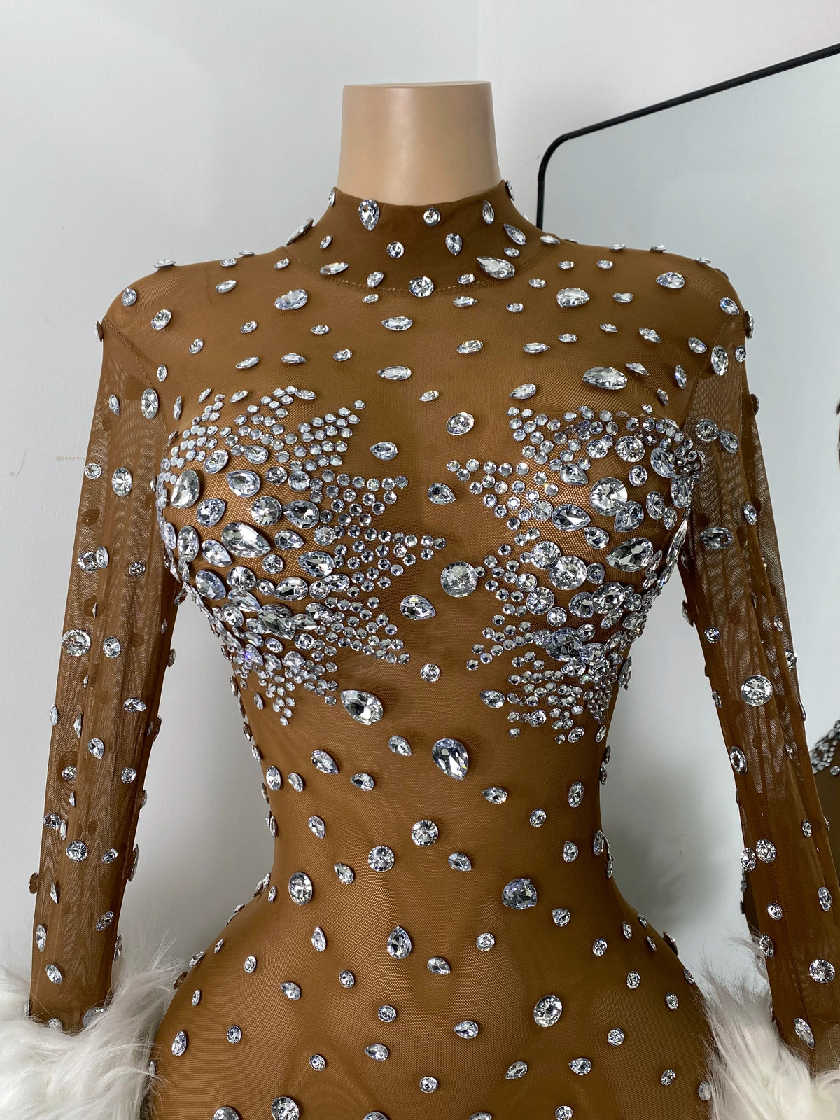 Luxury Diamonds Mesh Transparent Stretchy Jumpsuit for Women Sexy Long Sleeve Performance Singer Costume Nightclub Outfit 2025