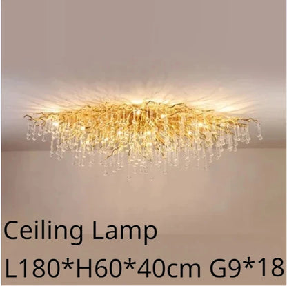 Rectangle Luxury Gold Crystal Chandelier For Dining Living Room Lobby Kitchen Table Modern Lurxy Gold Crystal Celling Chandelier