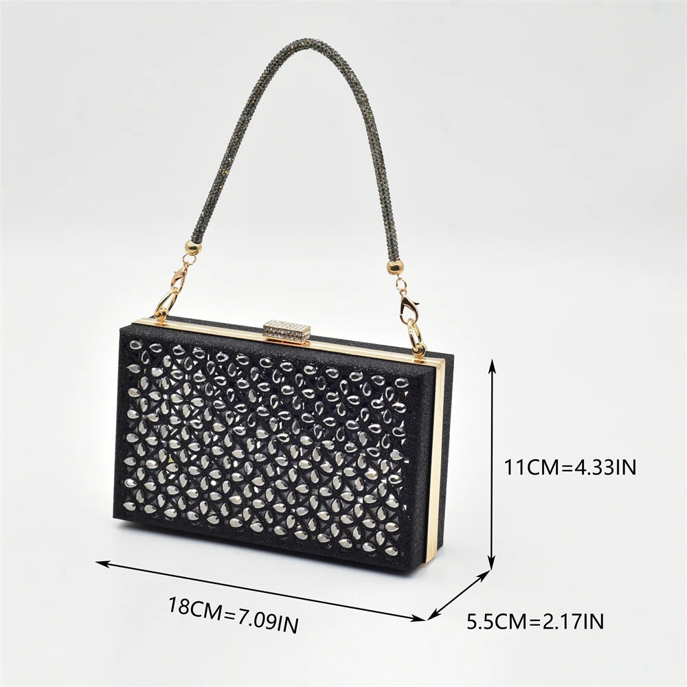New Arrival Shoe and Bag Set Italian Design Nigeria Party Shoes and Bags for Women Rhinestone Luxury High Heels Woman Pumps