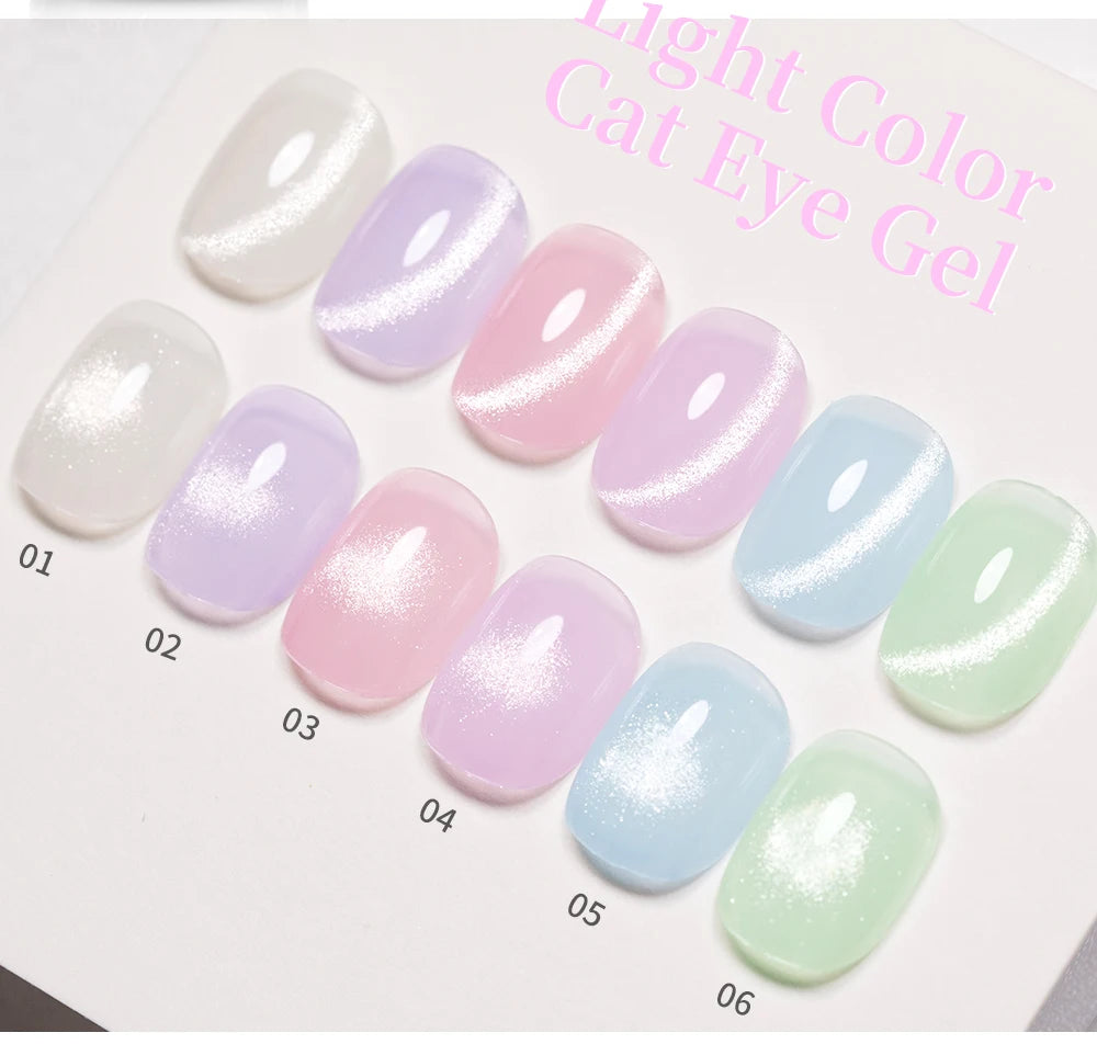 AWStorG 7.5ml Light Color Cat Eye Gel Nail Polish Pink Semi Permanent Glitter Magnetic Gel Soak Off UV LED Varnish Nail Art