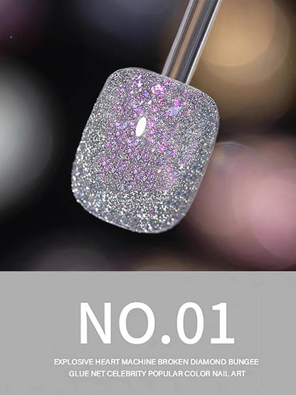 1-24pcs WS Romantic Purple Cat Eye Gel Nail Polish New Style Super Flash Versatile Whitening Purple Glass Bead Cat Nail Salon