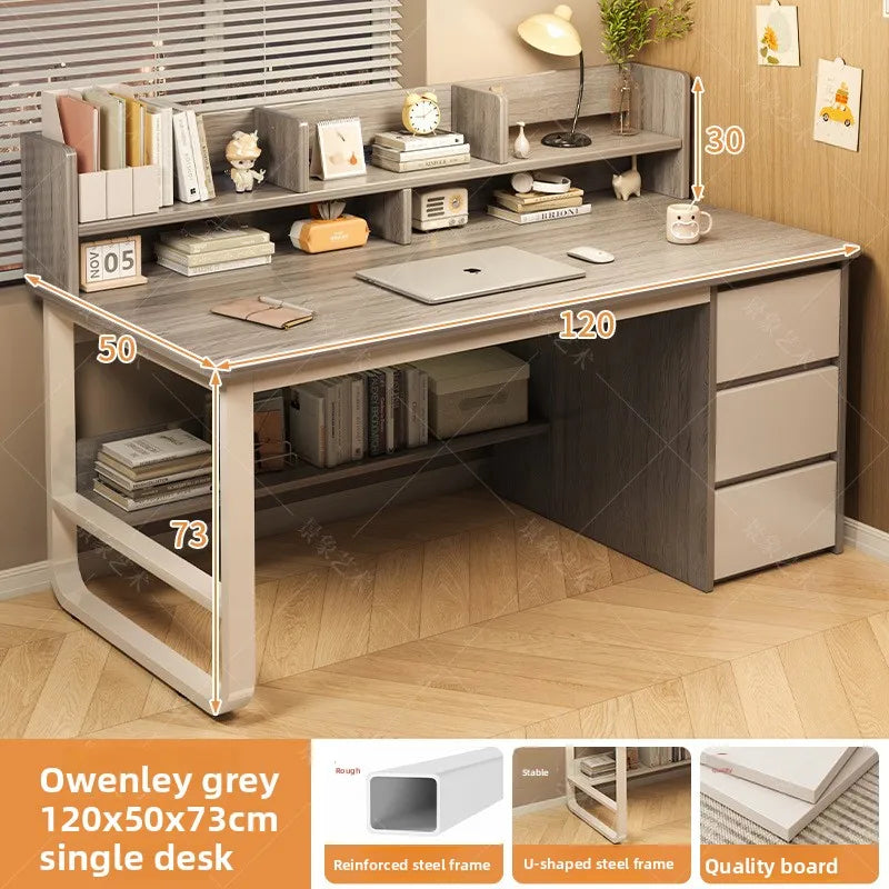 Firm Desk Simple Bookshelf Integrated Learning Desk Multi-purpose Office Computer Table And Chair Factory