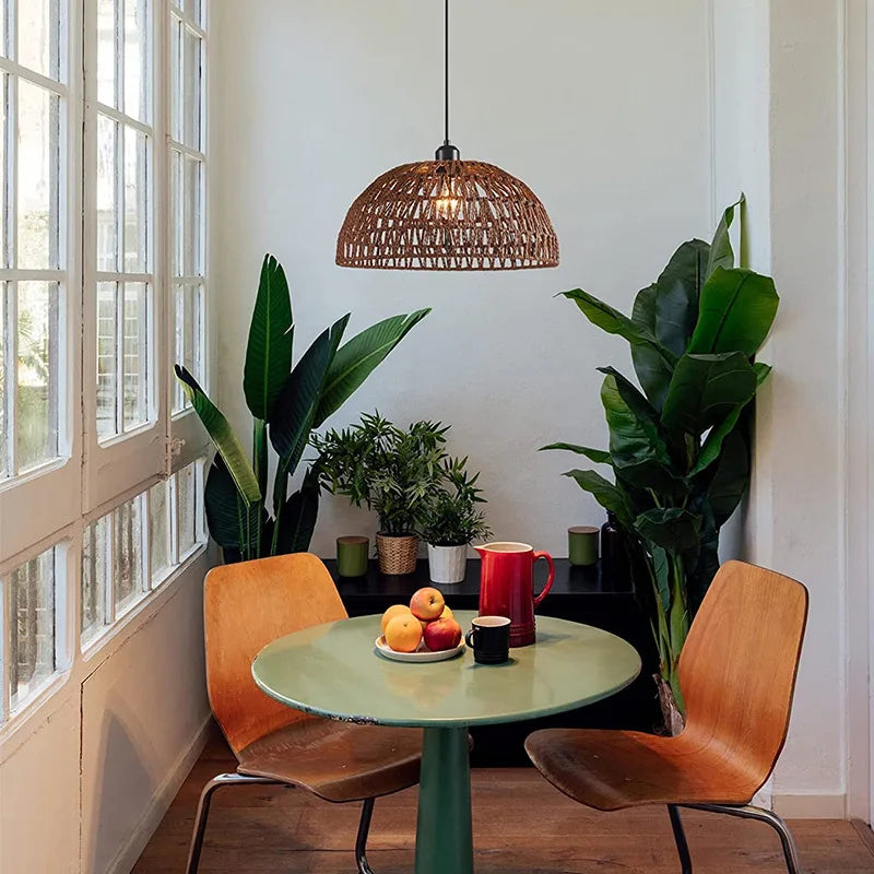 Newest Japanese-style Hemp Rope Woven Pendant Lights B&B Pastoral Restaurant Tea Room Inn Bar Bedroom Rattan Indoor Lighting Hot