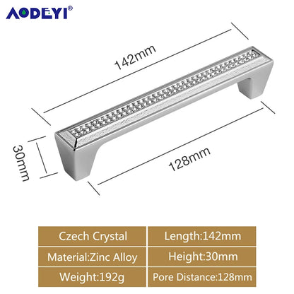 Crystal Drawer Pull Handles Diamond Sliver Wine Wardrobe Decotation Furniture Dresser Kitchen Cupboard Cabinet Knobs Gold Chrome