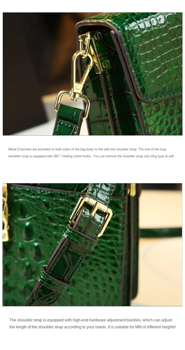 Luxury Fashion Brand Women's Handbags Genuine Leather Shoulder Crossbody Bag Crocodile Small Hard Square Portable Messenger Bags