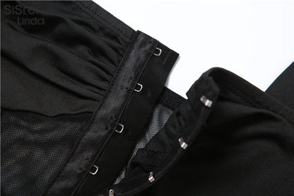 Sisterlinda Mesh Patchwork Hipster Jumpsuit Women Sleeveless Single-Breasted Elegant Sexy Midnight Workout Overalls Clubwear2024