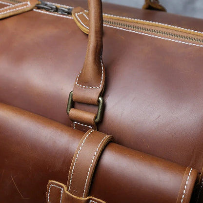 Vintage Genuine Leather Men's Travel Bag Crazy Horse Leather Duffel Bag Large Capacity Top-Layer Cowhide Handbag Crossbody NZPJ
