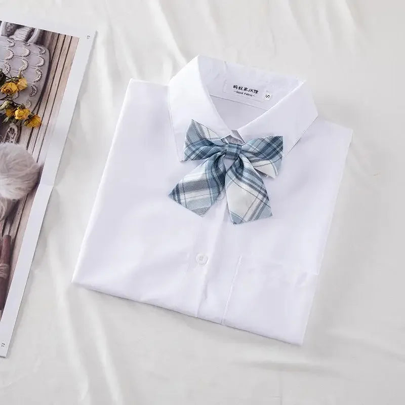 New Hot 2025 XS-3XL Women's Summer V Neck Long Sleeve Slim Casual White Shirt Tops Blouses For JK School Uniform Student Clothes