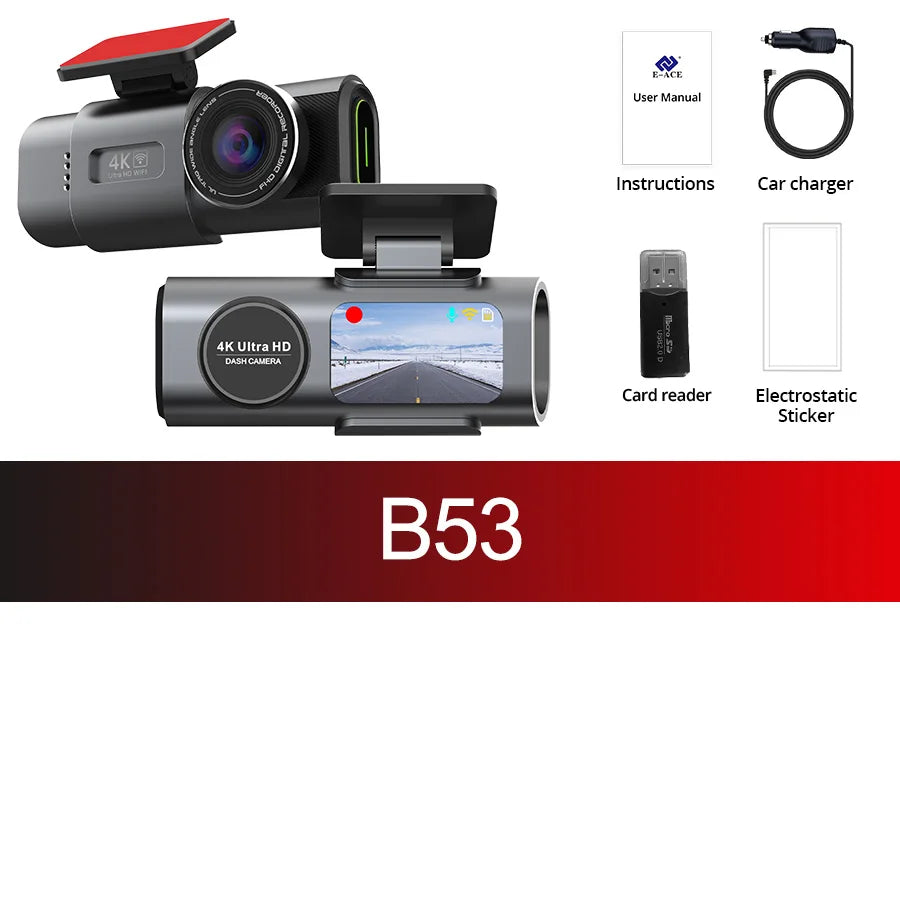 ACCEO 4K Car DVR Mini Video Recorder 24H Parking Dashcam Support Dual Lens 1080P Black Box Room Rearview Camera Night Vision